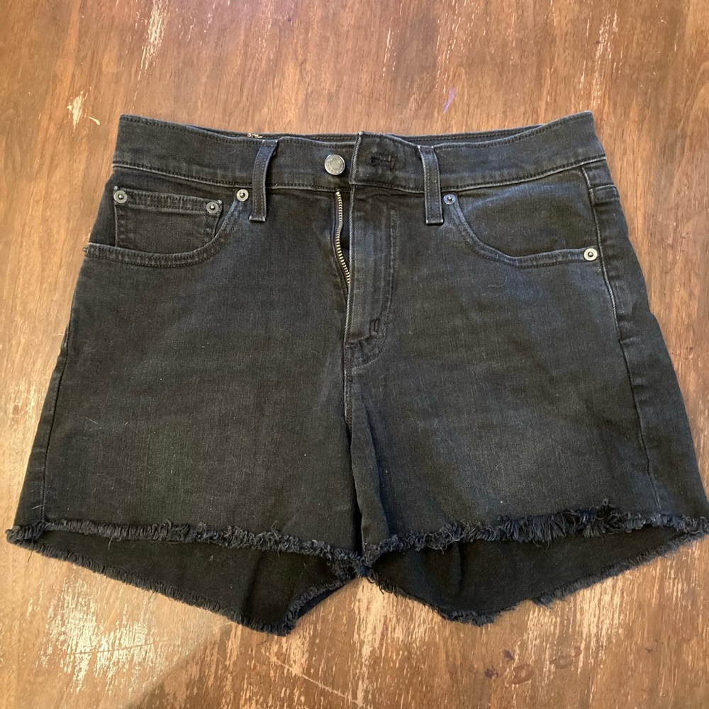 J. Crew Mercantile High Waisted Cut Off Black Deni